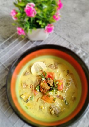 Foto resep Soto santan daging sapi dan babat bunda thifa