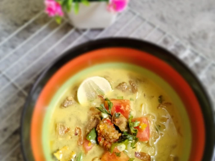 Cara Mudah Membikin Resep Soto santan daging sapi dan babat bunda thifa yang Menggugah Selera Anti Ribet, Lezat Sekali