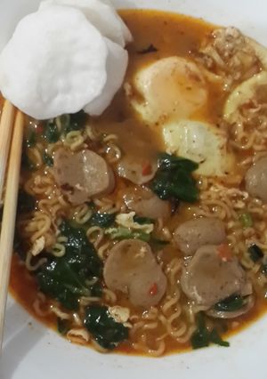 Foto resep Indomie Tumis Sawi,Bakso dan Telor.
