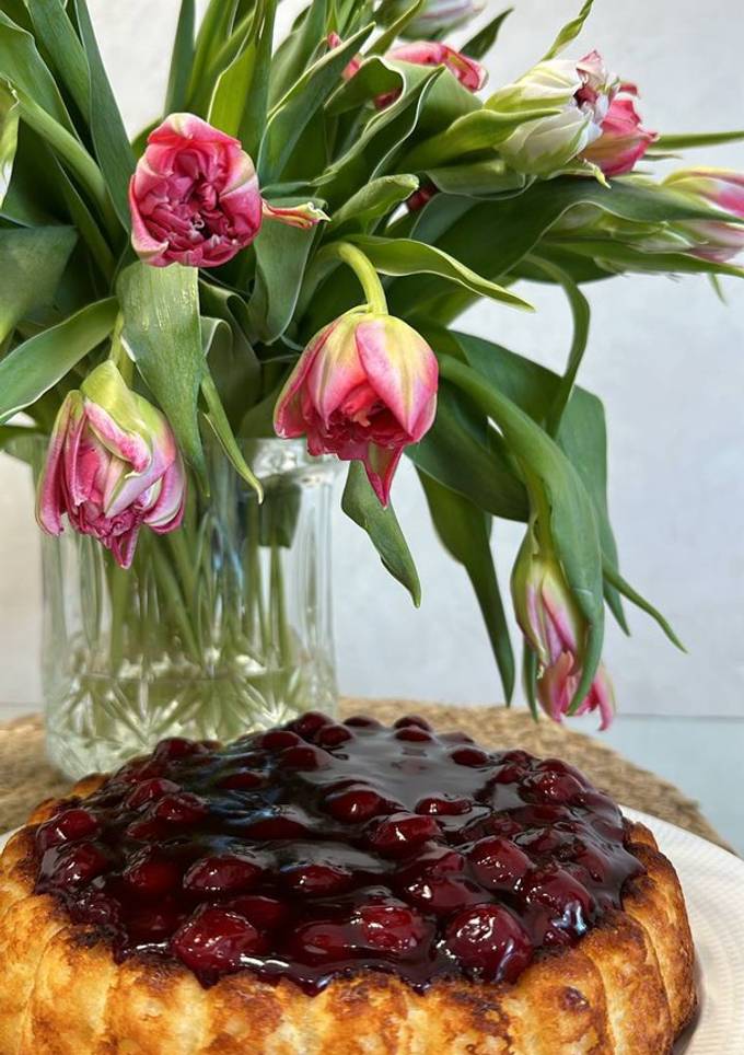 Сирна запіканка з вишневим компоте 🍒