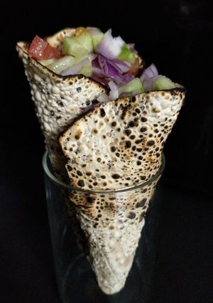 A picture of Papad salad cone.