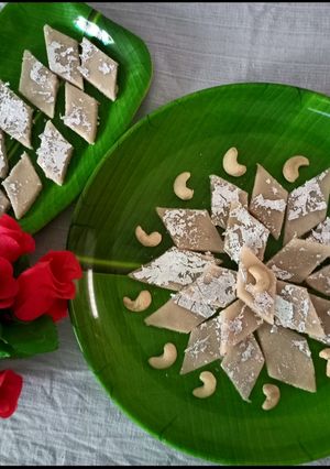 A picture of Kaju Katli.