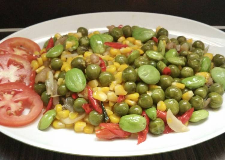 Tumis terong pipit,jagung manis dan petai