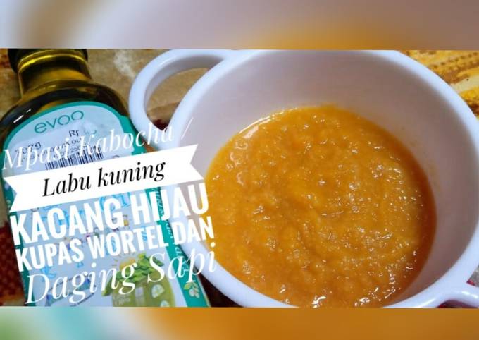 Mpasi 6m+ 4 🌟 Kabocha Kacang Hijau Kupas Wortel & Daging Sapi