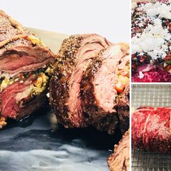 Fullblood Wagyu Bavette Steak Roulade A picture of Fullblood Wagyu Bavette Steak Roulade.