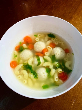 Langkah Gampang Membuat Resep Sup makaroni bakso ayam mpasi 15 bln yang Lezat Anti Ribet, Mantap