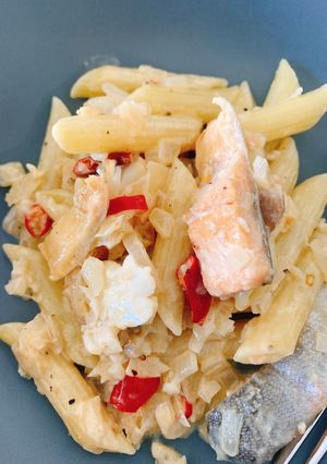 A picture of Creamy Trout and Hake Pasta.