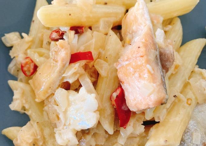 Creamy Trout and Hake Pasta