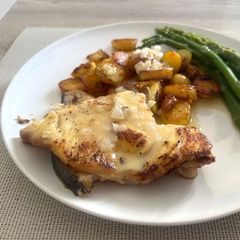 A picture of Spanish Swordfish with a Beurre Blanc Sauce.