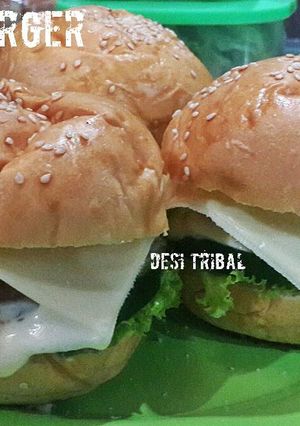 Foto resep Home Made Cheese Burger / Roti Burger Keju Rumahan