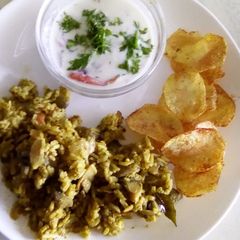 A picture of Mushroom biryani.