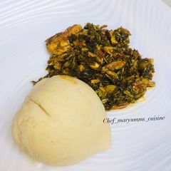 Vegetable soup and pounded yam by chef maryumms cuisine🌸 A picture of Vegetable soup and pounded yam by chef maryumms cuisine🌸.