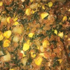 A picture of Methi corn aloo.