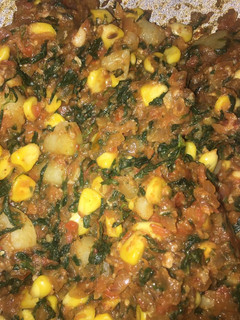 A picture of Methi corn aloo.