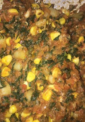 A picture of Methi corn aloo.