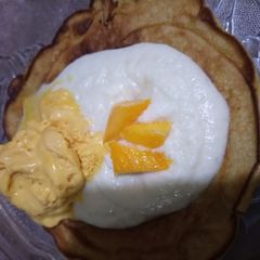 A picture of Mango puri protein pancakes 🥞.