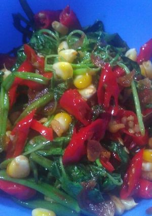 Foto resep Tumis Kangkung bayam Jagung Pedasss