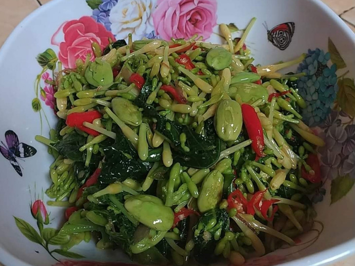 Cara Gampang Menyiapkan Oseng pete mix bunga pepaya, Sempurna