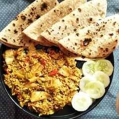 A picture of Methi papad sabzi (Fenugreek).