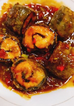 Hình của món Lươn xào sả nghệ (món chay).
