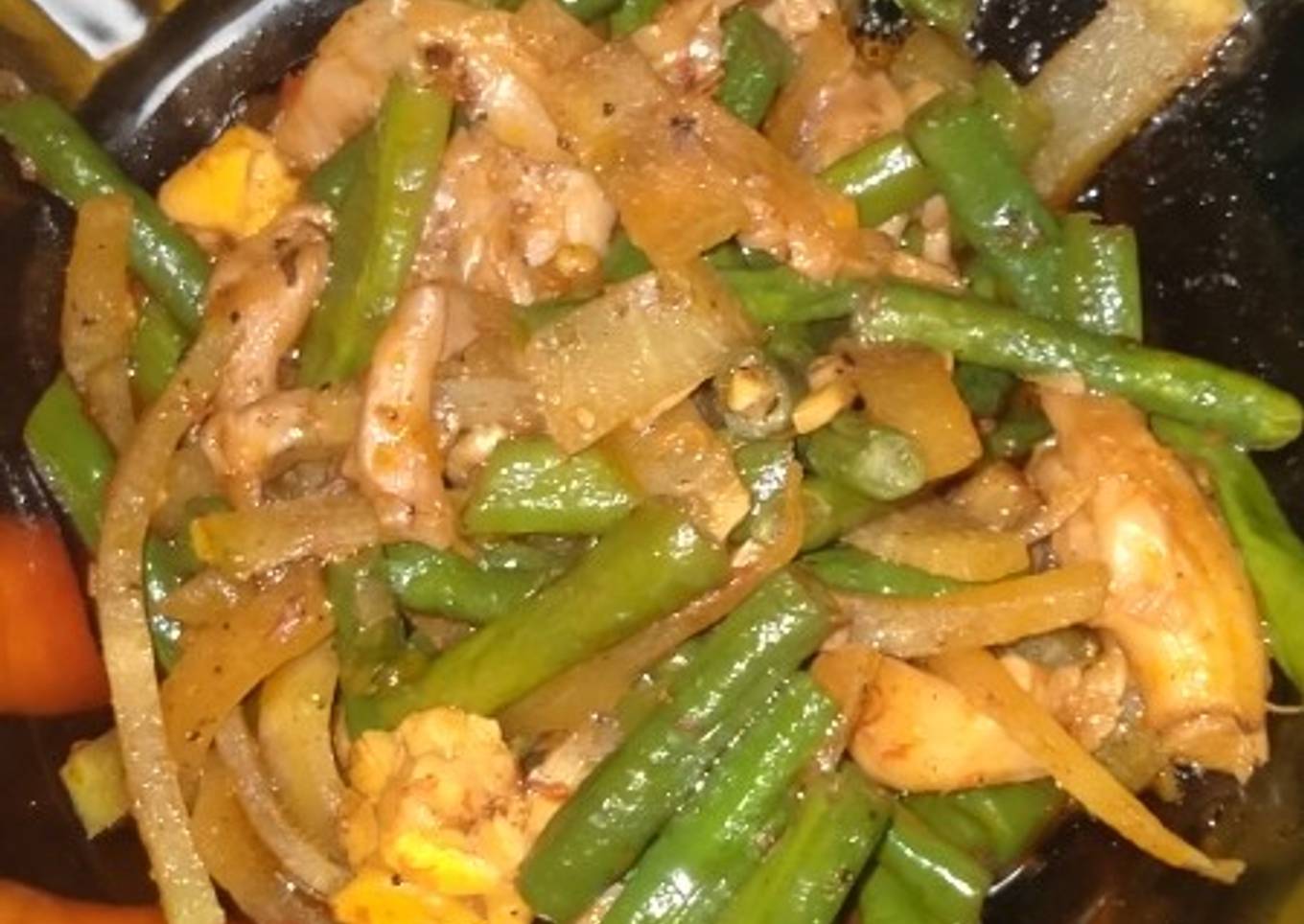 Tumis kacang panjang mix jamur mix tempe mix labusiem