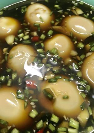Hình của món Trứng gà ngâm nước tương.