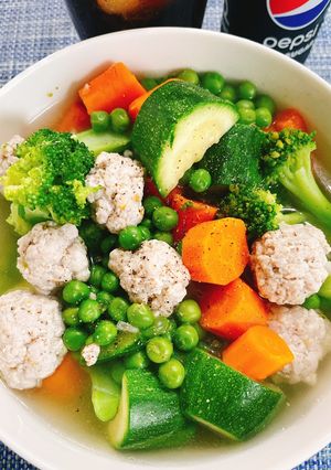 Hình của món Canh thịt viên rau củ.