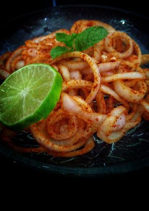 A picture of Laccha Onion Salad.