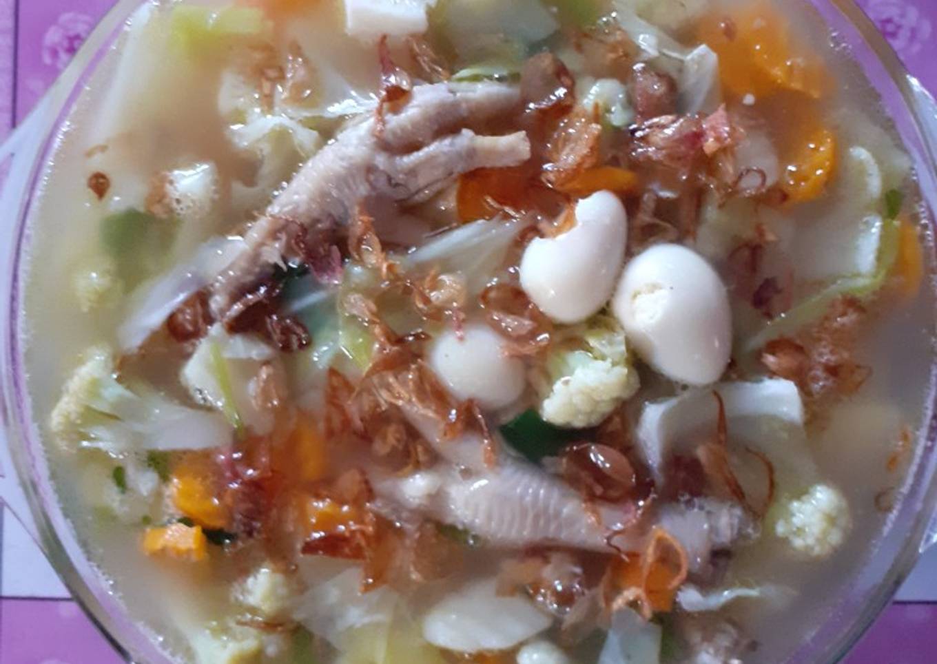 Sayur sop ceker+telur puyuh(bumbu ulek)