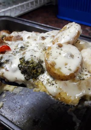 Una foto de Pastel de polenta con verduras asadas 💪