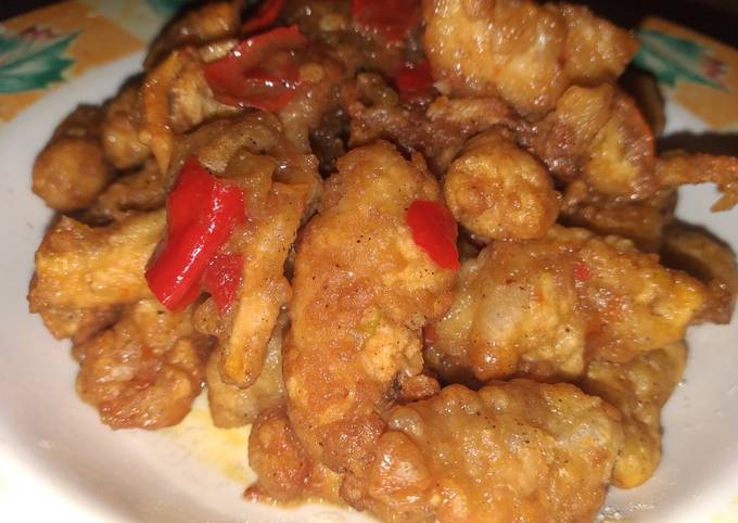 Ayam & jamur crispy saus tiram