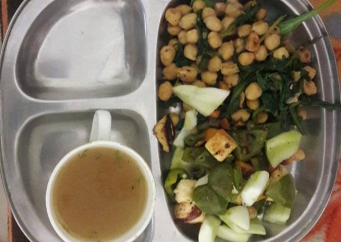 Chickpeas salad meal and soup