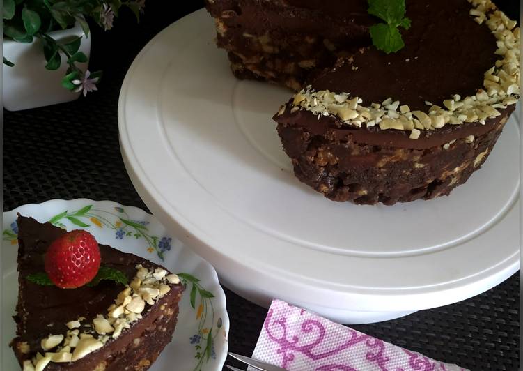 walnut chocolate biscuits cake no bake recipe main photo