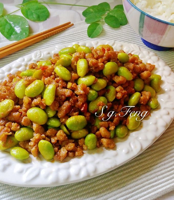 肉末炒毛豆 的食譜成品照片