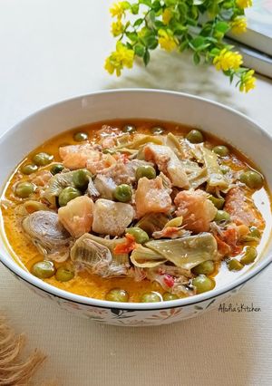 Foto resep Sayur Jantung Pisang Ikan Asin Perut Patin