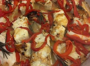 Una foto de Pescado corvina con pimentón o pescado blanco