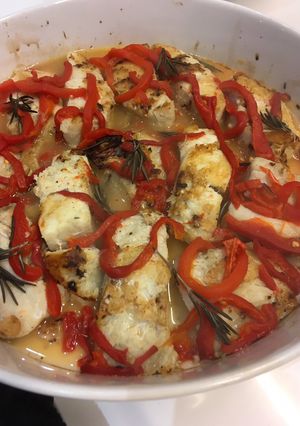 Una foto de Pescado corvina con pimentón o pescado blanco