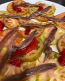 Carpaccio de tomate raff con anchoas del Cantábrico