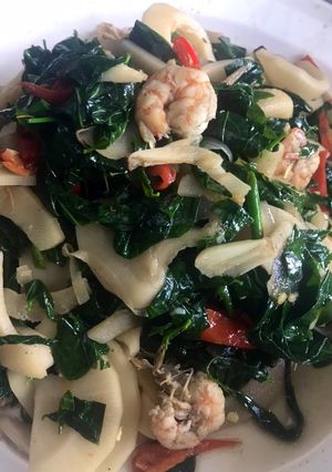 Gambar Sayur cangkuk @ pucuk manis& rebung tumis udang😋