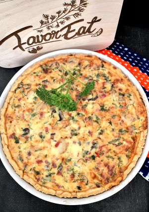 Sonkás-gombás quiche recept fotója