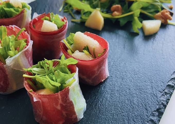 Rouleaux de printemps à la poire & viande de grison 🍐