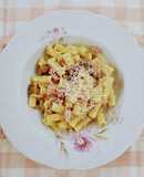 Fideos con crema, jamón y champiñones -  One Pot Pasta