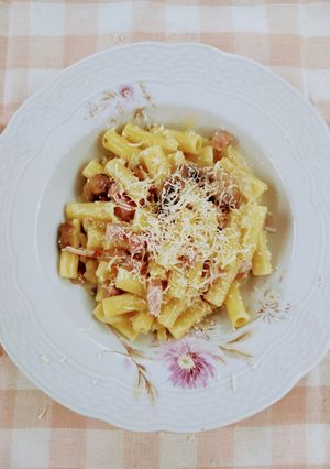 Una foto de Fideos con crema, jamón y champiñones -  One Pot Pasta