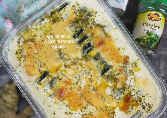 Creamy Baked Zucchini Potato Gratin