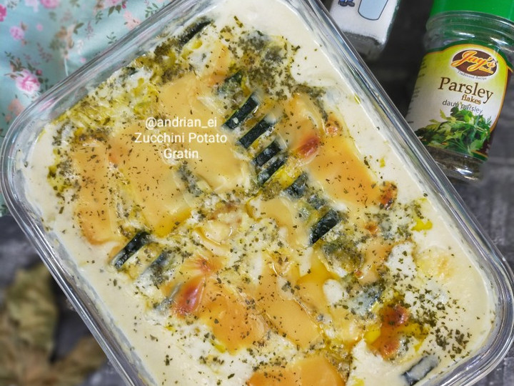 Cara Buat Creamy Baked Zucchini Potato Gratin Simpel