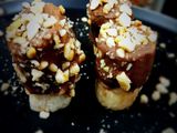 Peanut chocolate dunked bananas