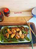 Wok pois mange tout, champignons et poulet