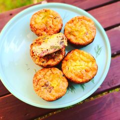 A picture of Crustless Bacon and Mushroom Quiche Cups.