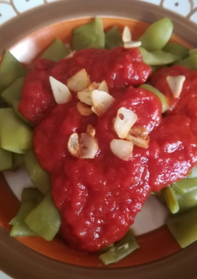 Una foto de Judías verdes con tomate y ajo