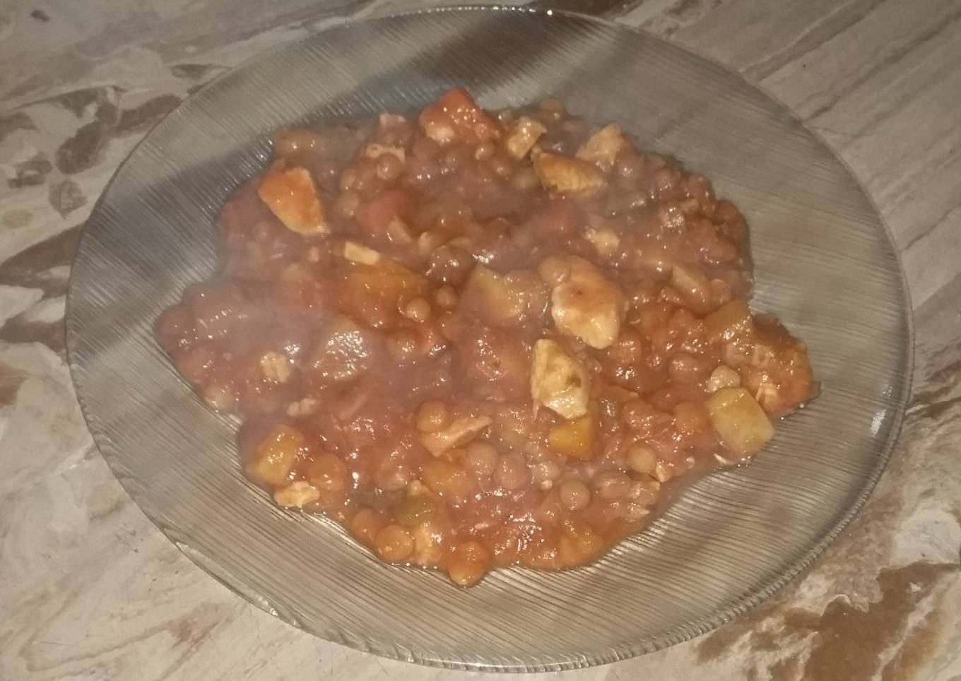 Guiso de lentejas y pollo